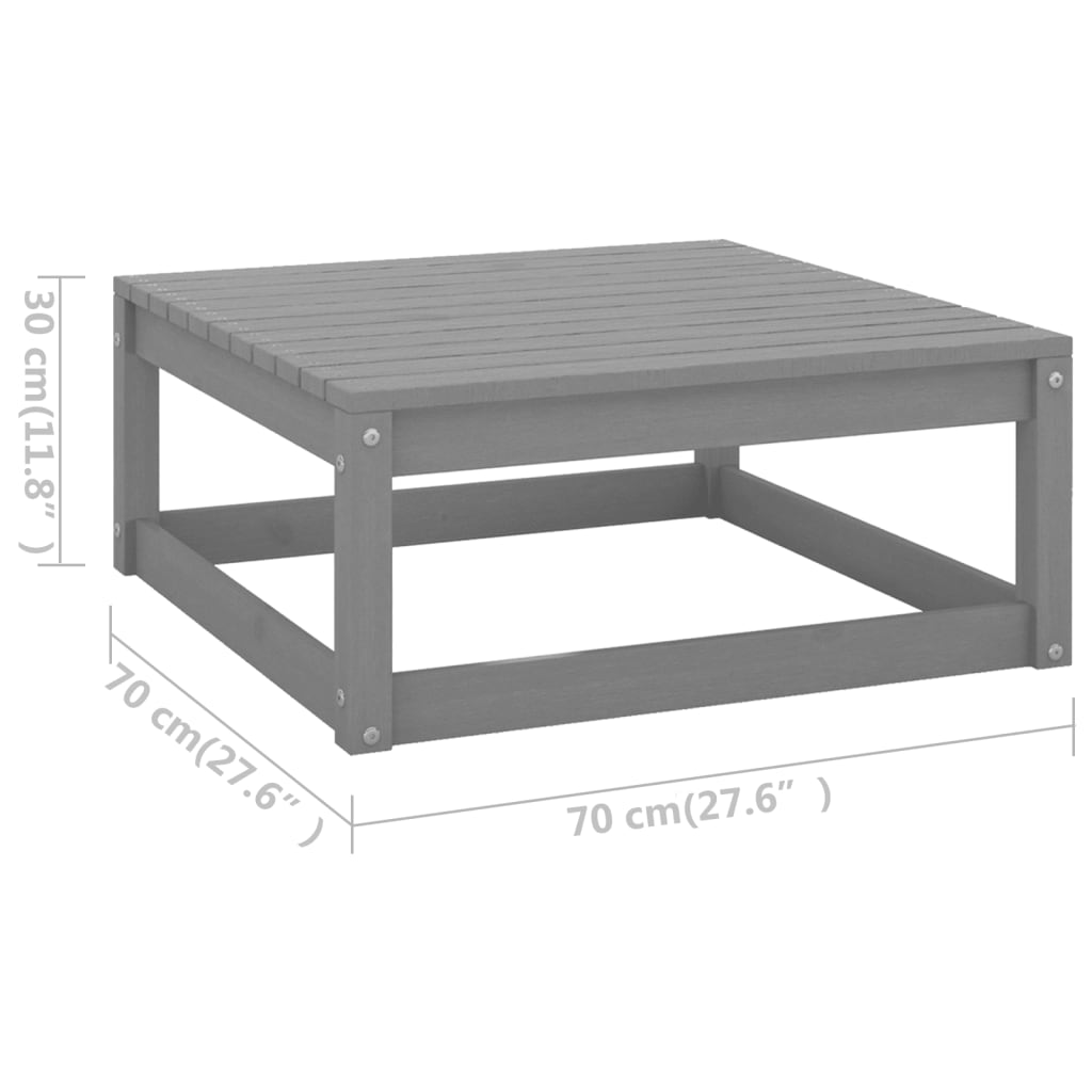 10-tlg. Garten-Lounge-Set mit Kissen Grau Kiefer Massivholz